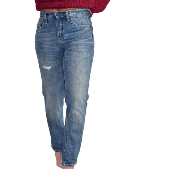 Blank NYC Jeans High Waist Blue Cotton Distressed Frayed Rigid Tapered Size 26 - Picture 11 of 13